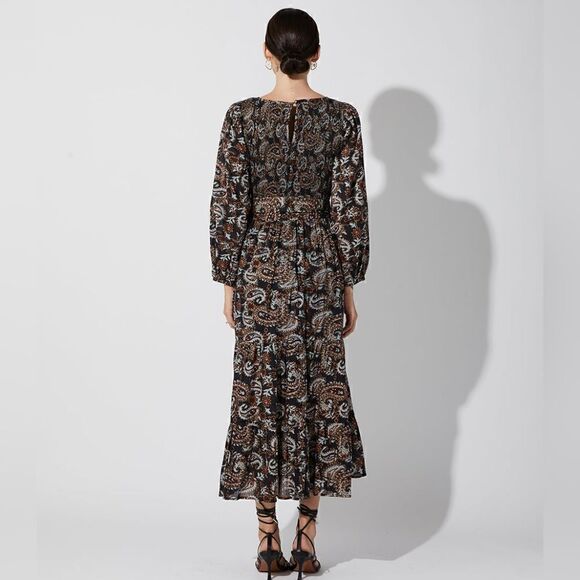 Cleobella Carly Paisley V-Neck Ankle Dress In Avalon Size Extra Small NWT - Picture 6 of 9